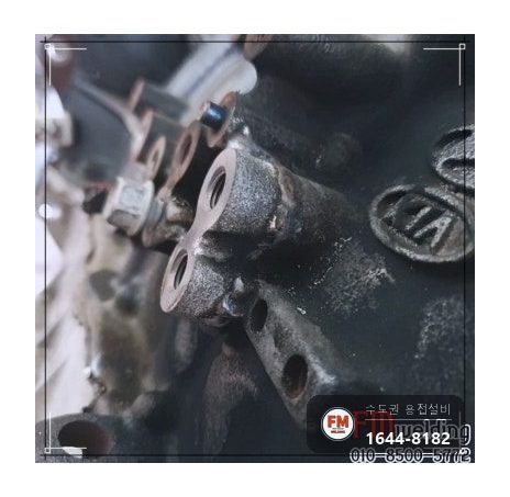 엔진프레임 브래킷 주물용접 예열 후열 볼트 체결 보수 시공 사진 10