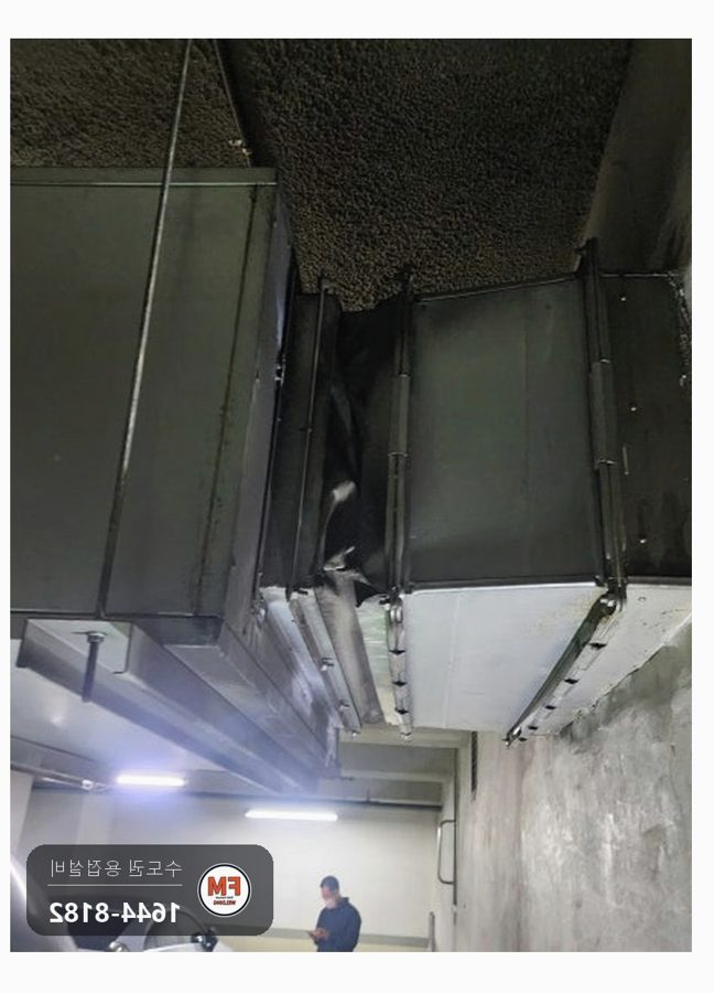 주차장 배기덕트 받힘 탈락 재용접