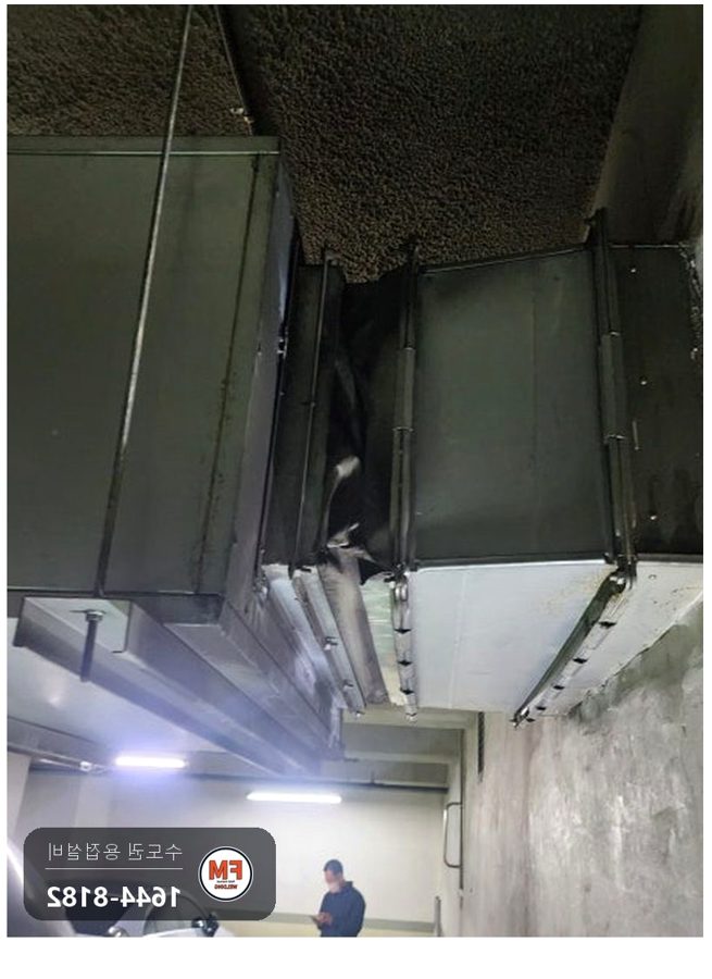 주차장 배기덕트 받힘 탈락 재용접